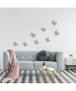 Decoro murale 3d 'gold metal butterflies'